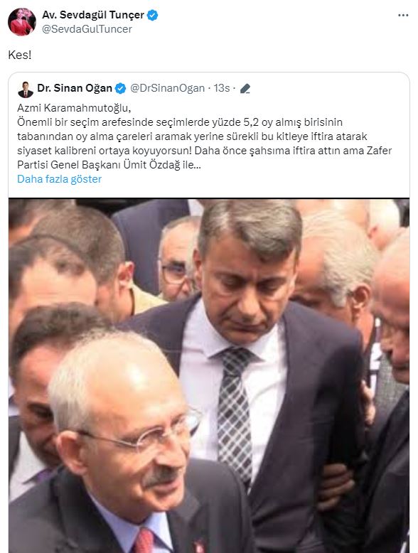 Sinan Oğan ile Zafer Partisi'nin İBB Adayı Karamahmutoğlu birbirine girdi! Özdağ'ın sağ kolunun tek kelimelik paylaşımı ise bomba