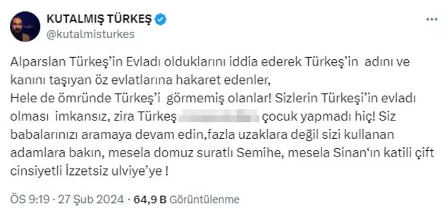 Alparslan Türkeş'in oğlu Kutalmış Türkeş'ten MHP yöneticilerine ağır sözler