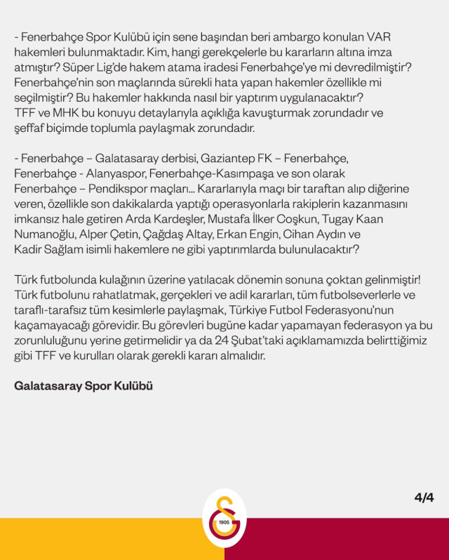 Fenerbahçe maçından örnekler veren Galatasaray, TFF'yi fena bombaladı: Ya hesap verin ya da bırakın