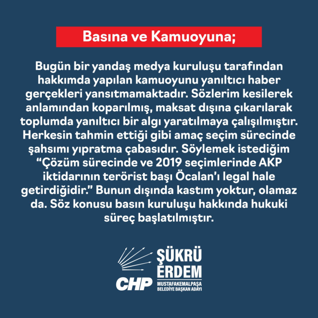 CHP adayı Şükrü Erdem'in Abdullah Öcalan hakkındaki ifadeleri infiale yol açtı: Adam hain değildi