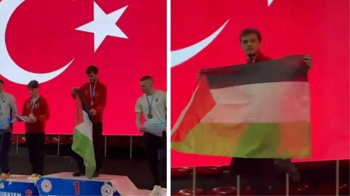 Avrupa Wushu Kung Fu Federasyonu, kürsüde Filistin bayrağı açan Necmettin Erbakan Akyüz'e soruşturma açtı