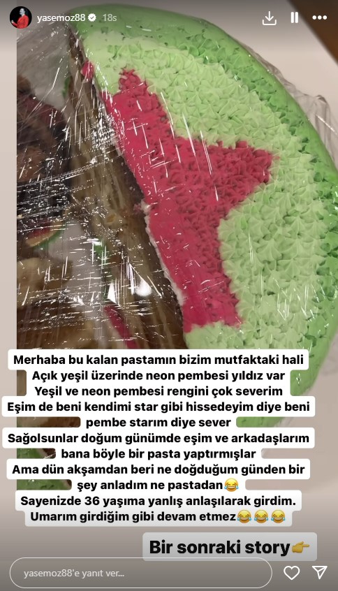 Yasemin Sakallıoğlu'nun doğum günü pastası eleştirilere cevap verdi