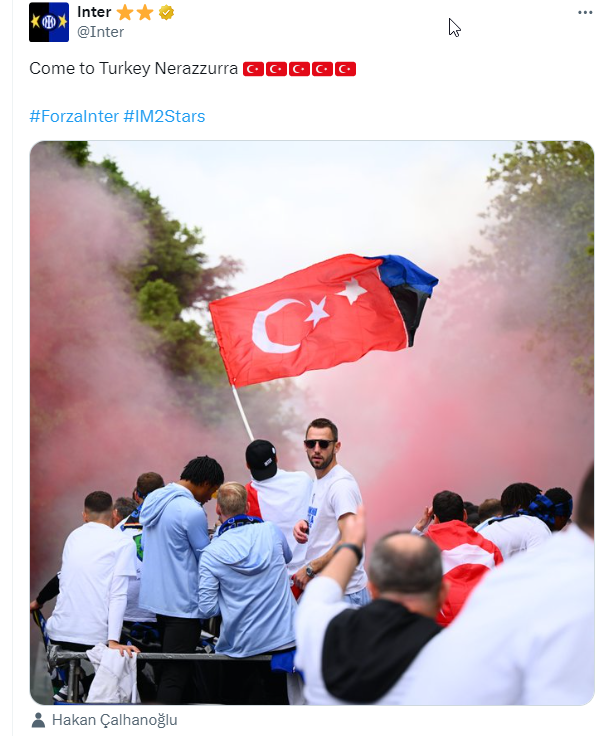Hakan Çalhanoğlu'nun takımı Inter'den Türk bayraklı paylaşım