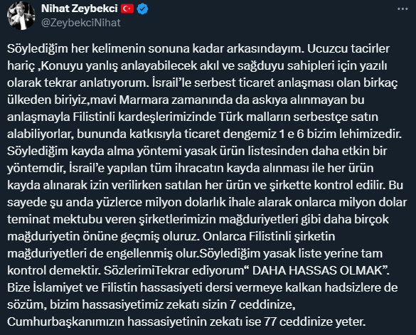 AK Partili Nihat Zeybekci: Katliamı kınıyoruz eyvallah ama İsrail ile serbest ticaret anlaşmamız var
