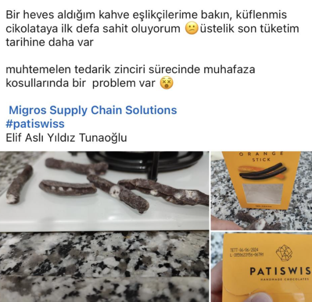Küflü çikolata tartışması! Patiswiss'in patronundan vatandaşın paylaşımına skandal yanıt