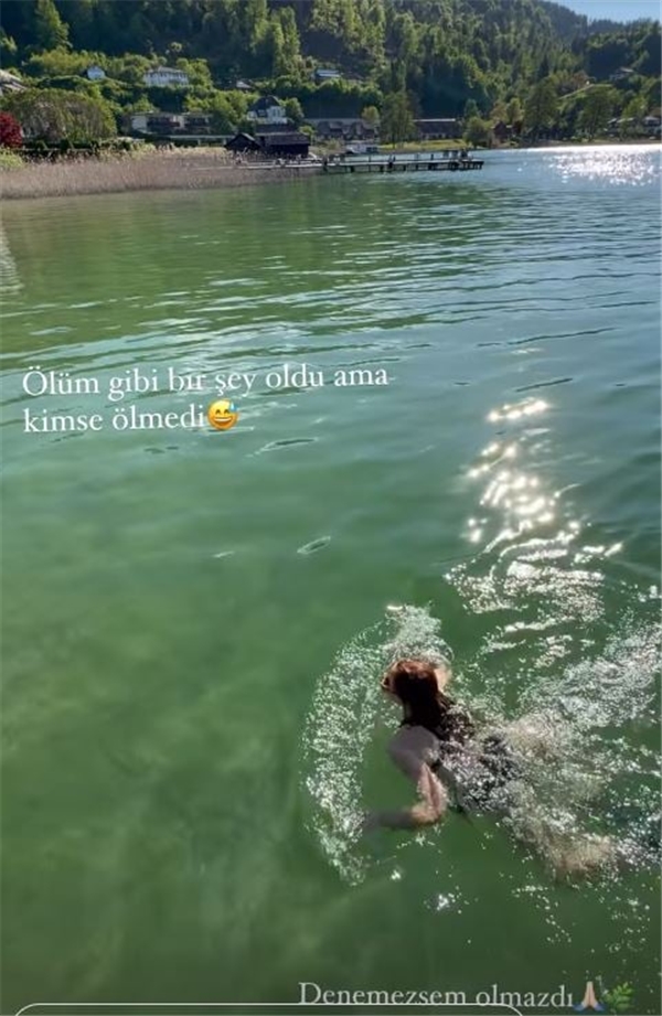 Mine Tugay, Avusturya tatilinde eksi 15 derecede göle girdi