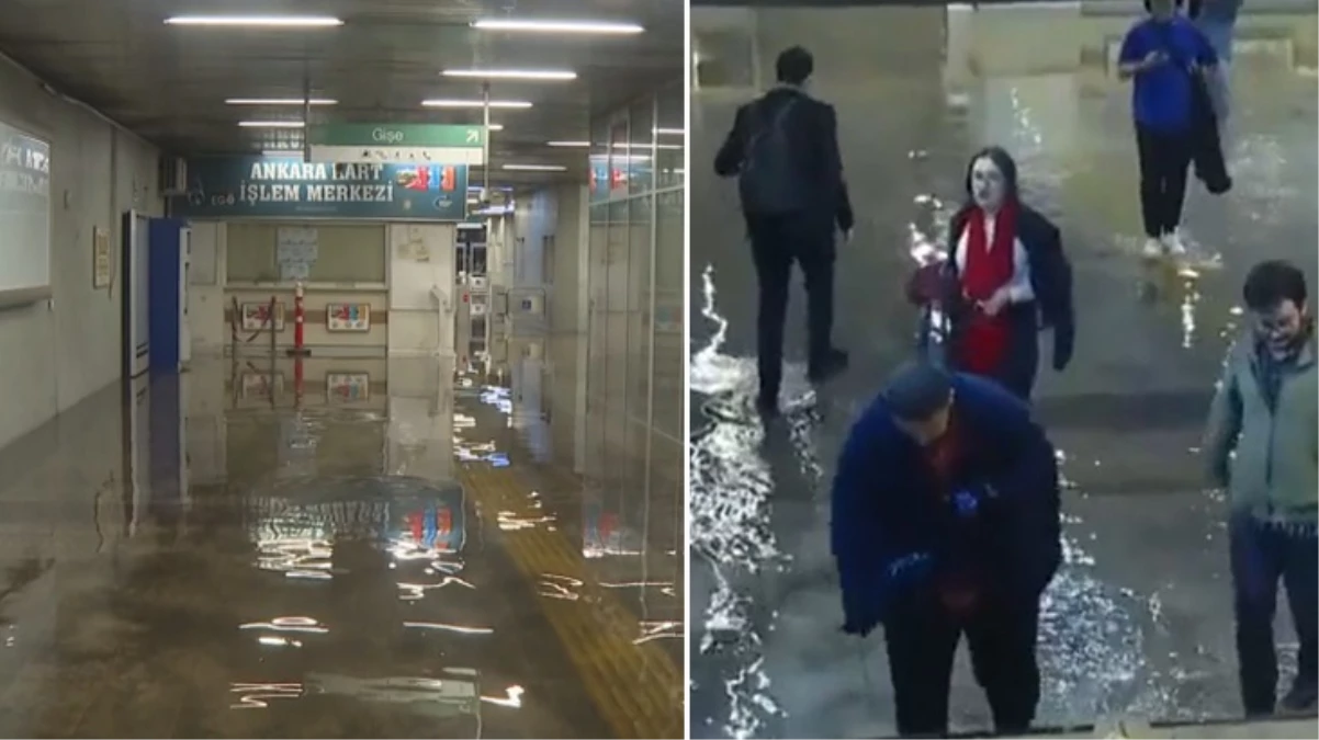 Ankara'da kuvvetli sağanak! Metroyu su bastı, o anlar kamerada